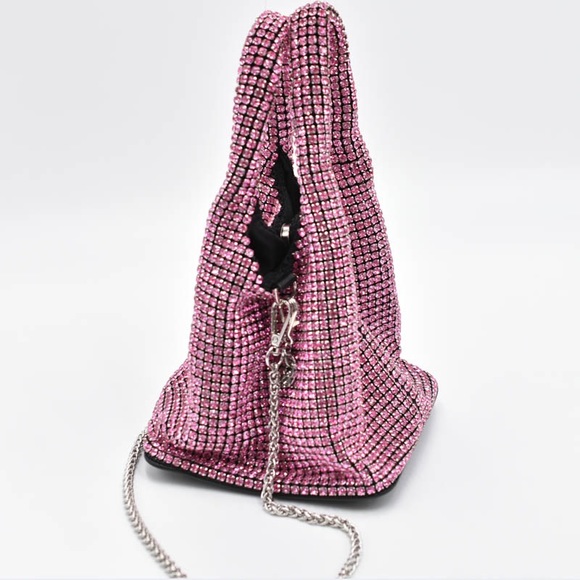 Pink Diamond Crystal Mini Bucket Bag - Picture 3 of 7